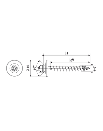 SPAX Spenglerschraube Linsensenkkopf, T-STAR mit 15 mm Dichtschreibe, EdelstahA2 - SPAX - 6